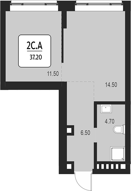 Планировка своб. план. 37.20 м² в ЖК «Первый»