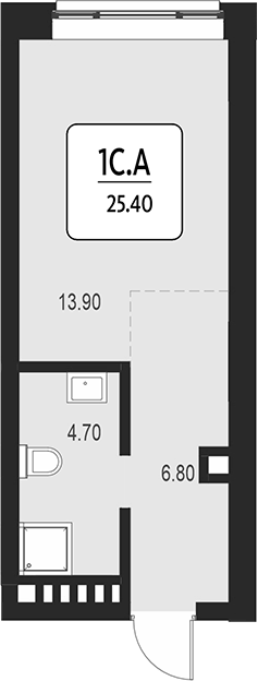 Планировка своб. план. 25.40 м² в ЖК «Первый»