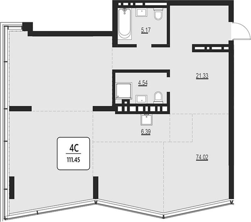 Планировка своб. план. 111.45 м² в ЖК «Первый»