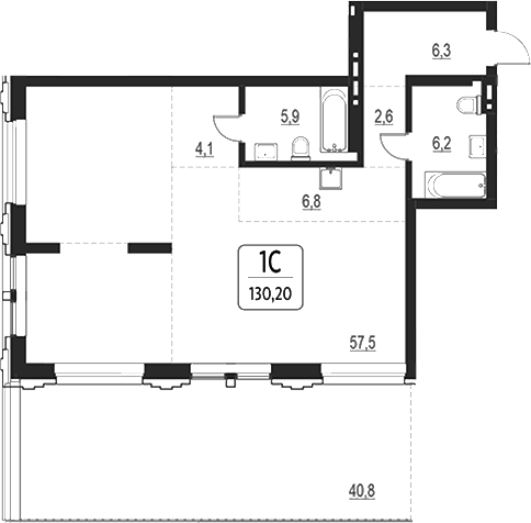 Планировка свободная планировка 89.40 м² в ЖК «Первый»