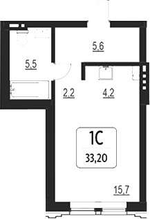 Планировка свободная планировка 33.20 м² в ЖК «Первый»