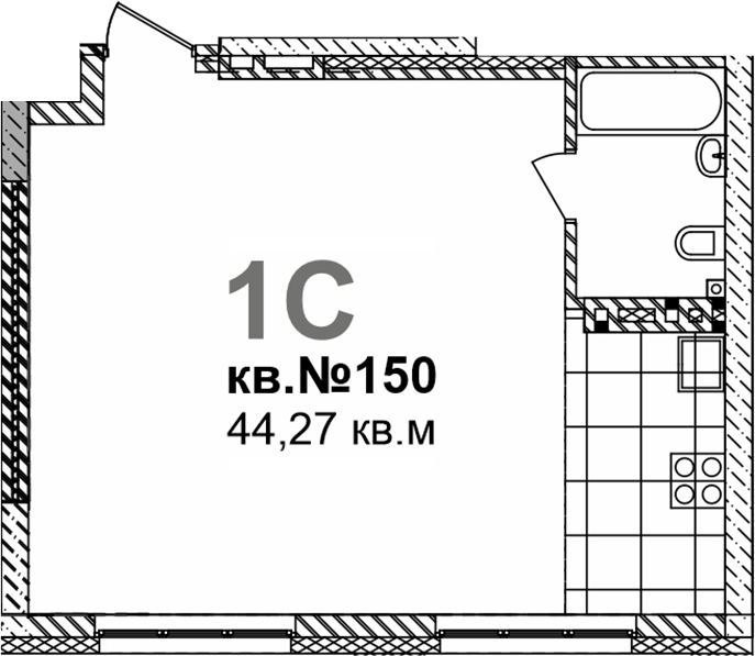 Планировка своб. план. 49.12 м² в ЖК «Римский квартал»