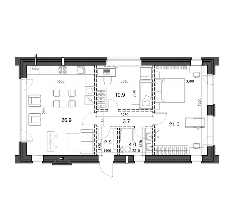 Планировка коттеджи 71.70 м² в ЖК «Коттеджный поселок Березки Элитный»