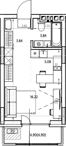 Планировка студии 30.45 м² в ЖК «Звездный. Горно-Алтайск»