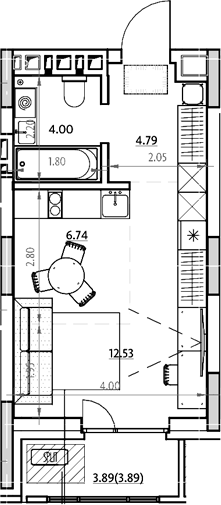 Планировка студии 29.85 м² в ЖК «Звездный. Горно-Алтайск»