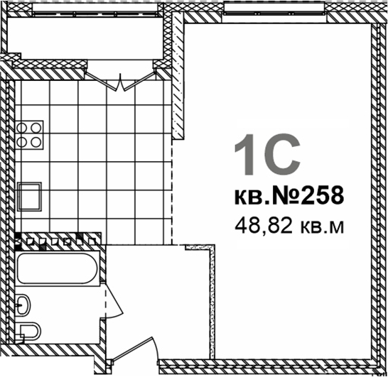Планировка свободная планировка 48.82 м² в ЖК «Римский квартал»