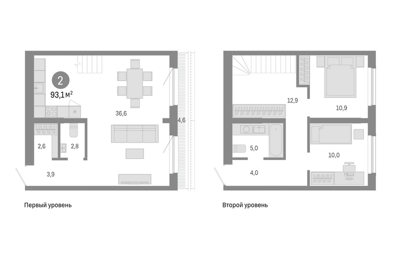 Планировка 2-к.кв 88.50 м² в ЖК «Европейский берег»