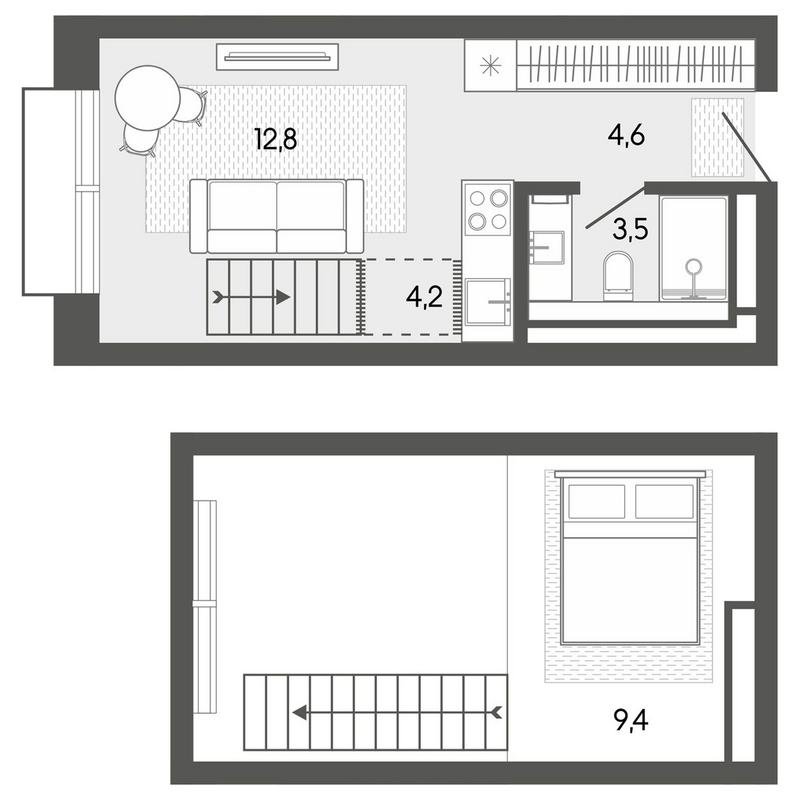 Планировка студии 34.69 м² в ЖК «Карлуу. Карлушка»