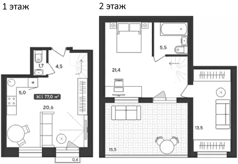 Планировка 3е-к.кв 72.17 м² в ЖК «Альпийский квартал»