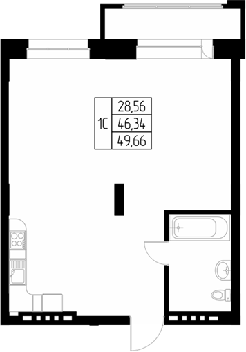 Планировка своб. план. 49.66 м² в ЖК «Олимп. Горно-Алтайск»