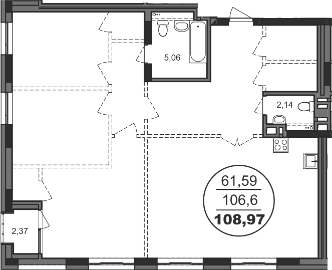 Планировка 4е-к.кв 106.60 м² в ЖК «RICHMOND Residence»