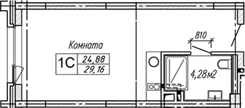 Планировка студии 29.16 м² в ЖК «Апарт-отель Гагарин Сити»