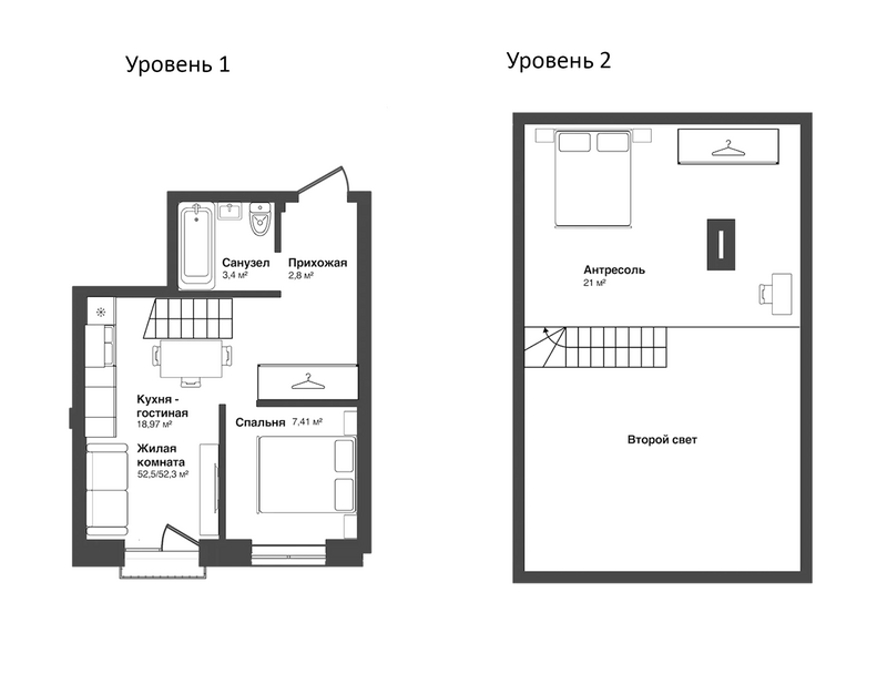 Планировка 3е-к.кв 55.68 м² в ЖК «Мечта»