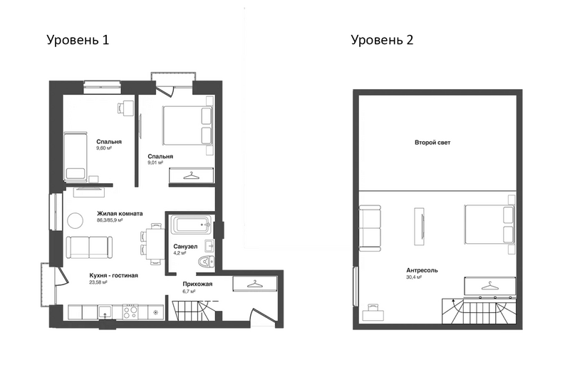 Планировка 4е-к.кв 91.86 м² в ЖК «Мечта»