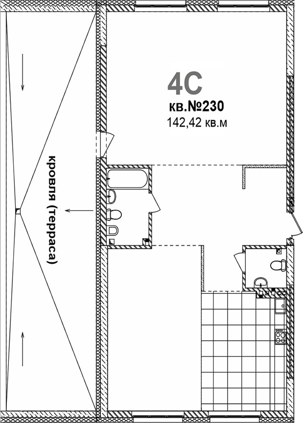 Планировка своб. план. 142.42 м² в ЖК «Римский квартал»