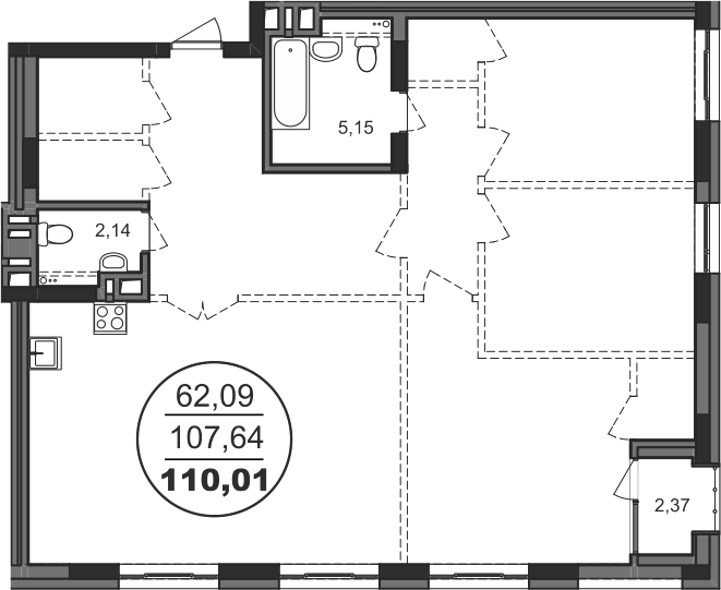 Планировка своб. план. 111.70 м² в ЖК «RICHMOND Residence»
