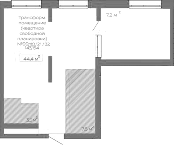 Планировка своб. план. 57.85 м² в ЖК «Уютный квартал. Кемерово»