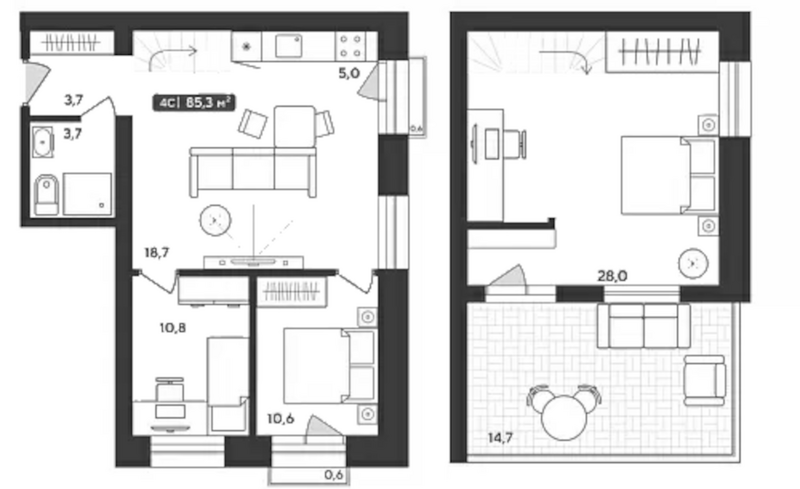 Планировка 4е-к.кв 80.53 м² в ЖК «Альпийский квартал»