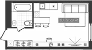 Планировка студии 25.90 м² в ЖК «Freedom»