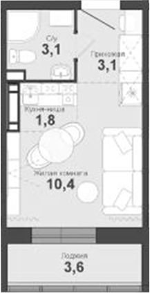 Планировка студия 20.20 м² в ЖК «Чистая Слобода»