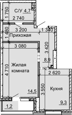 Планировка 1-к.кв 37.40 м² в ЖК «Столетов»