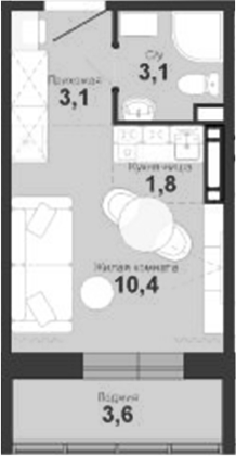 Планировка студия 20.20 м² в ЖК «Чистая Слобода»