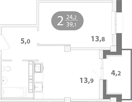 Планировка 1-к.кв 34.93 м² в ЖК «Южные ворота. Томск»