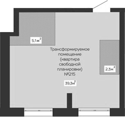 Планировка своб. план. 39.30 м² в ЖК «Уютный квартал. Кемерово»