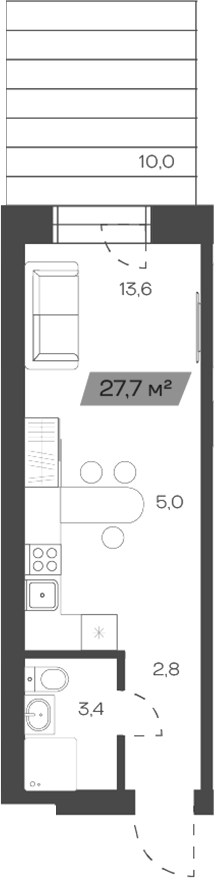 Планировка своб. план. 24.72 м² в ЖК «Freedom Village»