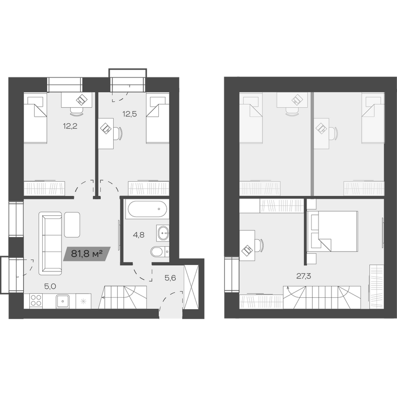 Планировка своб. план. 81.84 м² в ЖК «Freedom Village»