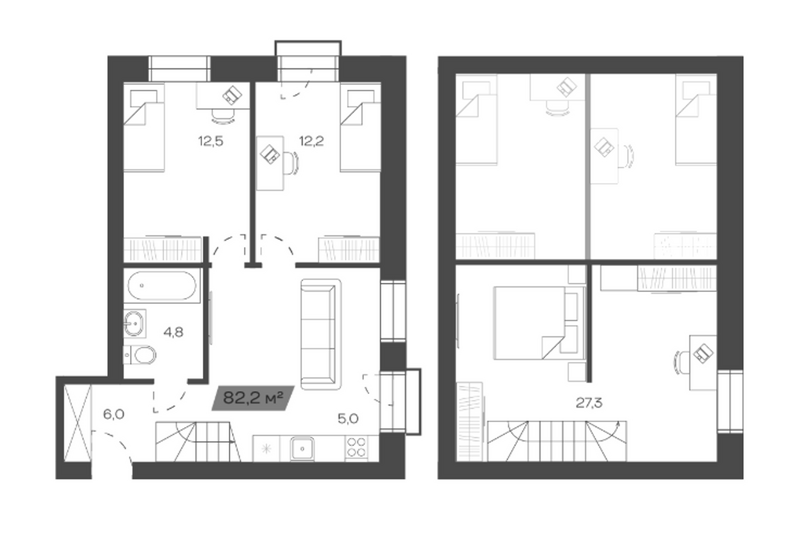 Планировка своб. план. 82.19 м² в ЖК «Freedom Village»