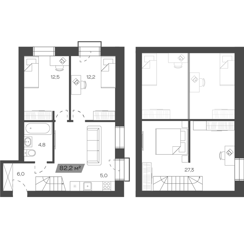 Планировка своб. план. 82.19 м² в ЖК «Freedom Village»