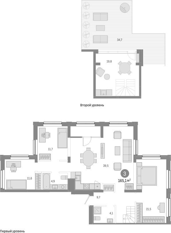 Планировка 4е-к.кв 122.80 м² в ЖК «Европейский берег»