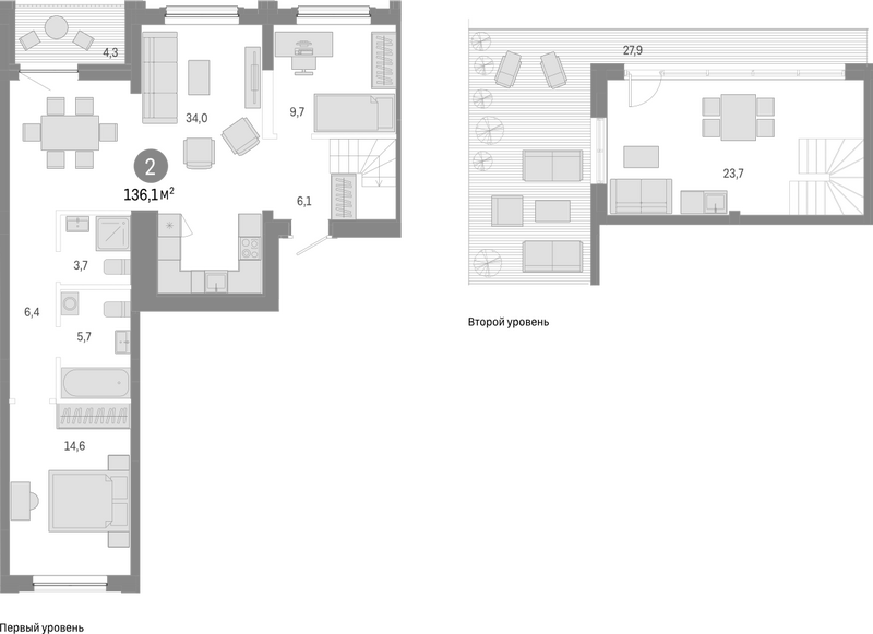 Планировка 3е-к.кв 103.90 м² в ЖК «Европейский берег»