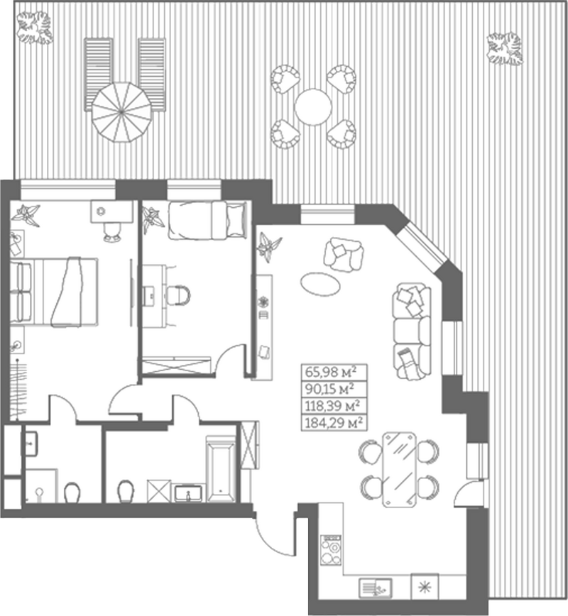 Планировка своб. план. 90.15 м² в ЖК «Собрание»