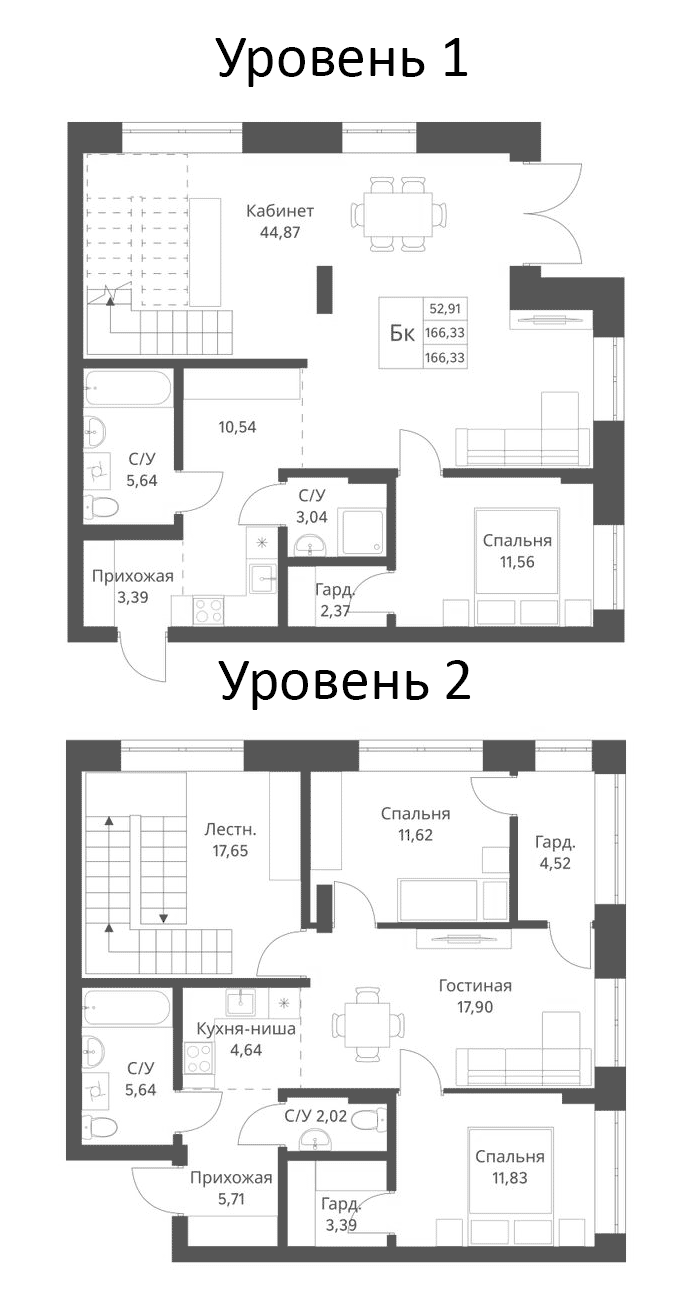 Планировка 4-к.кв 166.33 м² в ЖК «Фора»