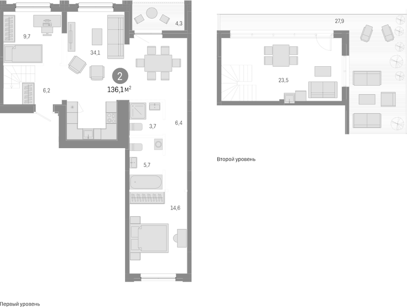 Планировка 4е-к.кв 103.90 м² в ЖК «Европейский берег»