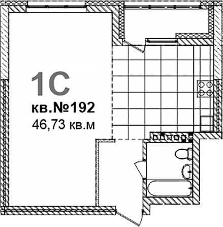 Планировка свободная планировка 46.73 м² в ЖК «Римский квартал»