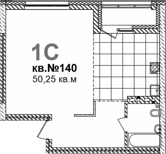 Планировка свободная планировка 50.25 м² в ЖК «Римский квартал»