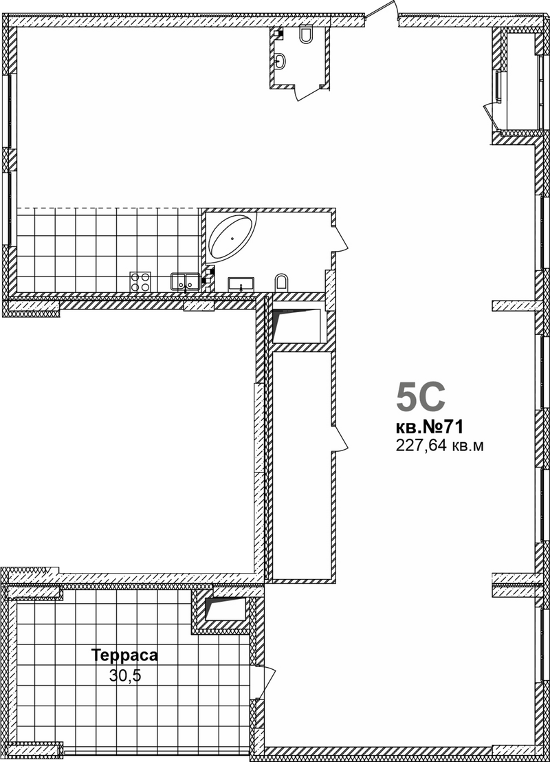 Планировка своб. план. 227.64 м² в ЖК «Римский квартал»