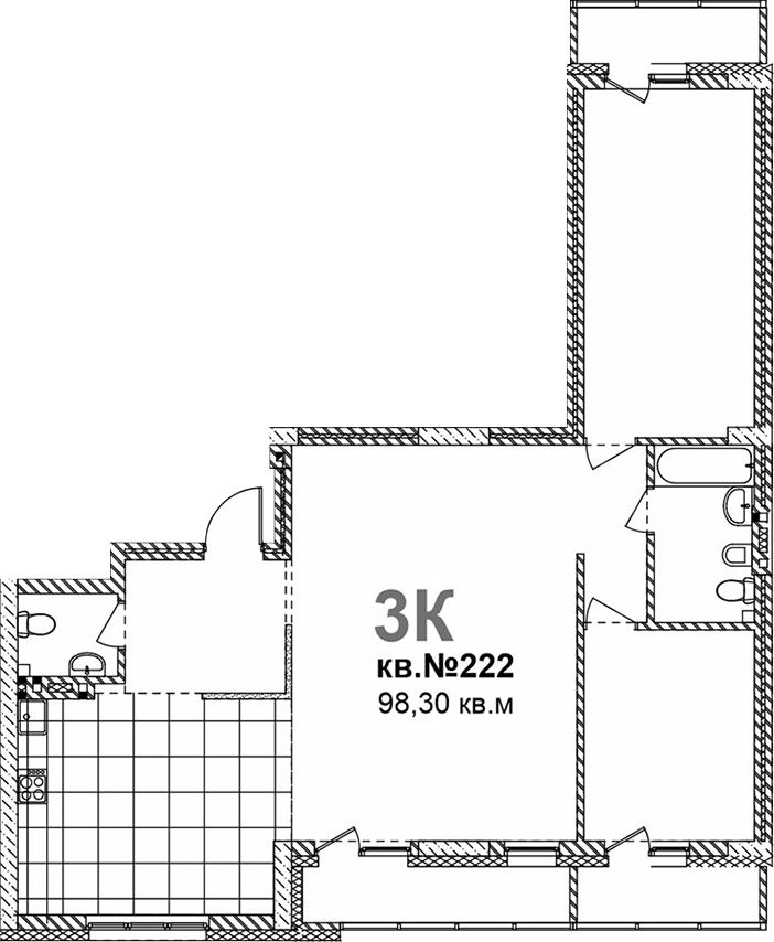 Планировка свободная планировка 98.30 м² в ЖК «Римский квартал»