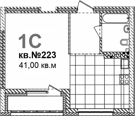Планировка свободная планировка 41.00 м² в ЖК «Римский квартал»