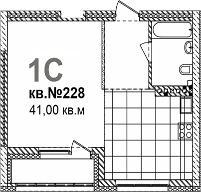 Планировка своб. план. 41.00 м² в ЖК «Римский квартал»