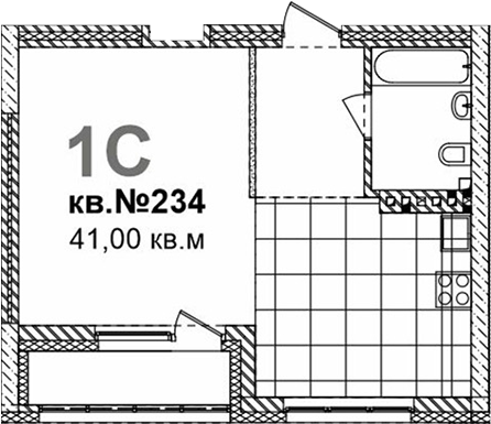 Планировка свободная планировка 41.00 м² в ЖК «Римский квартал»