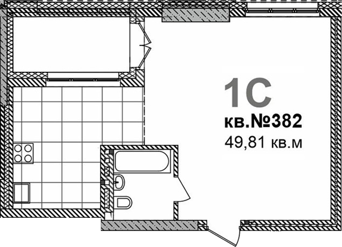 Планировка свободная планировка 49.81 м² в ЖК «Римский квартал»