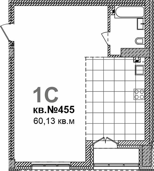 Планировка своб. план. 60.13 м² в ЖК «Римский квартал»