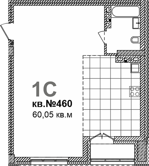 Планировка своб. план. 60.05 м² в ЖК «Римский квартал»