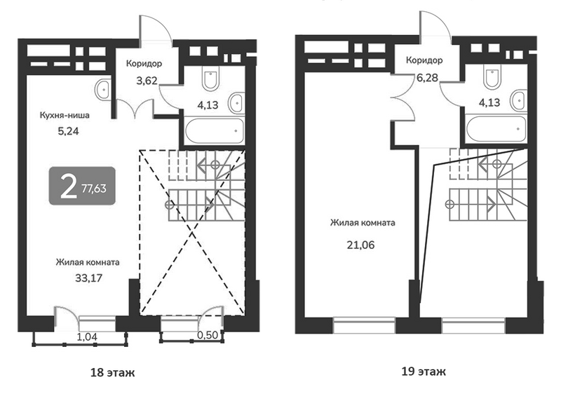 Планировка своб. план. 77.63 м² в ЖК «Марсель-2»