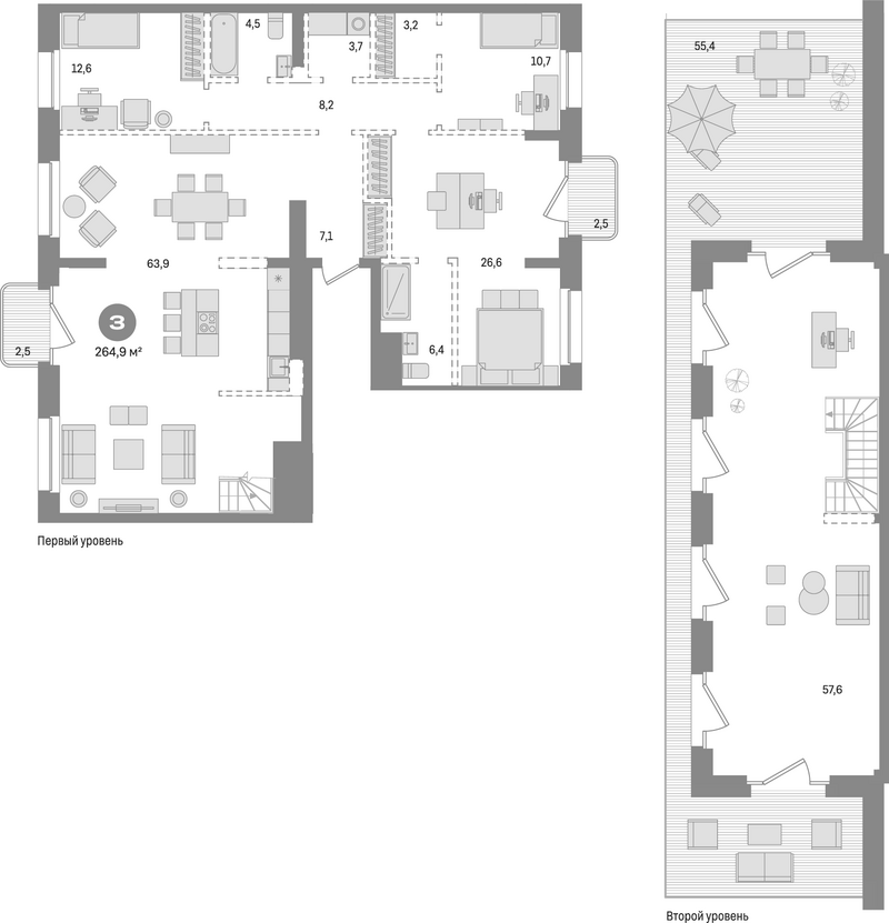 Планировка 5е-к.кв 204.50 м² в ЖК «На Декабристов»
