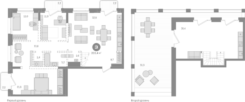 Планировка 4е-к.кв 145.50 м² в ЖК «На Декабристов»